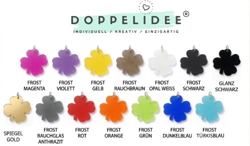 Kleeblatt Anhänger • 19 Farben: Neon, Frost, Spiegel • Schlüsselanhänger, Schmuck, Glücksbringer aus Acrylglas