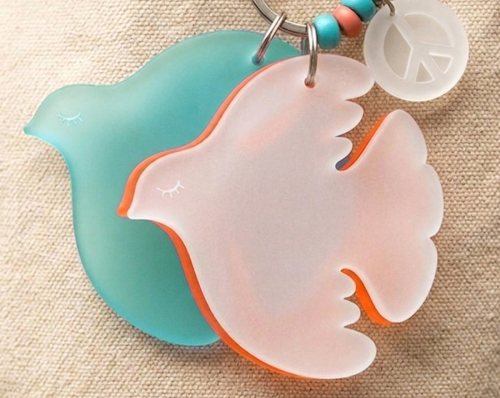 Taube Anhänger • 19 Farben: Neon, Frost, Spiegel • Schlüsselanhänger, Schmuck, Sonnenfänger • Vogel Dekoration aus Acrylglas Friedenstaube