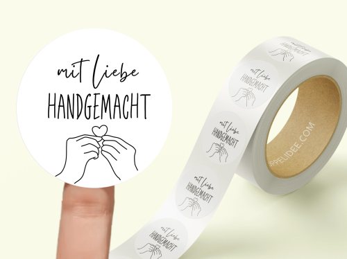 Preview: mit liebe handgemacht Aufkleber in gold