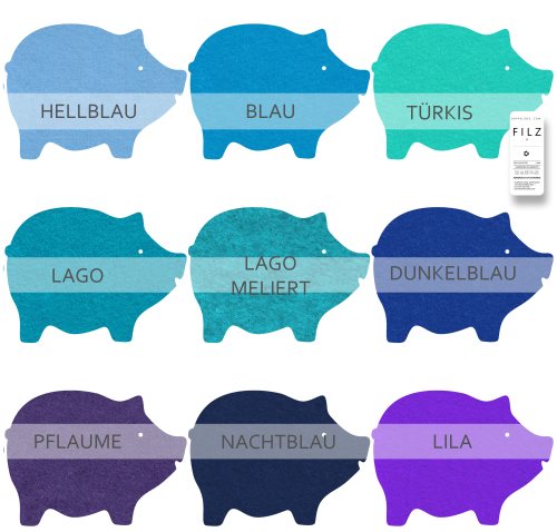 SCHWEIN FILZ Untersetzer / Deko - 50 Farben - Glücksschwein SCHWEIN FILZ Untersetzer / Deko - 50 Farben - Glücksschwein