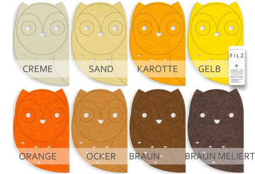 Filz Schlüsselanhänger Eule / Uhu Vogel - über 40 Farben