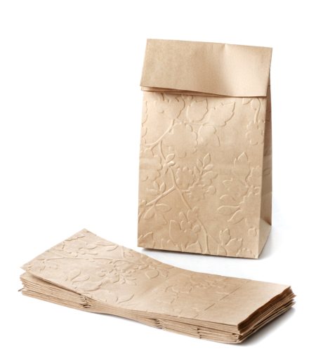 10 Kraftpapier Geschenktüten geprägt mit FLORAL Muster 10 Kraftpapier Geschenktüten geprägt mit FLORAL Muster
