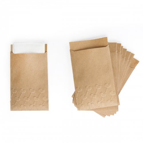 10 mini "Freudentränen" Kraftpapier Tütchen mit Herz Prägung - braun
