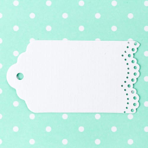 10 Geschenkanhänger aus Leinenpapier mit Spitze - weiß