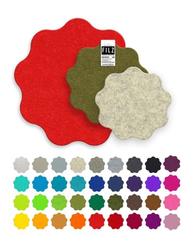 Runde Filz Untersetzer / Welle - 10 bis 38 cm - Blumen Deckchen - Farbwahl