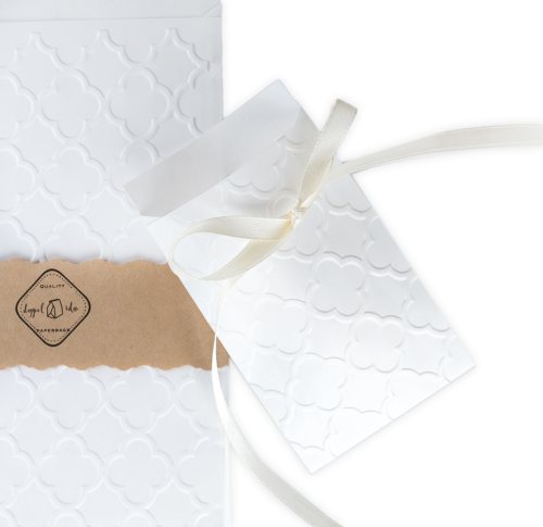 10 "Freudentränen" Kraftpapier Tütchen mit PALAST prägung - weiß