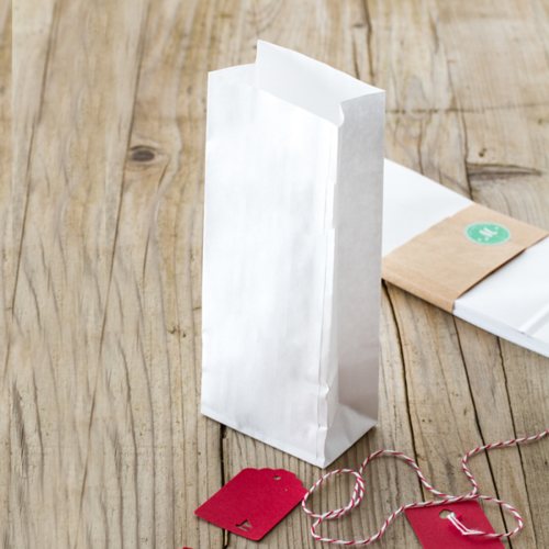 10 Weiße Papiertüten mit Boden / Papier Tüten