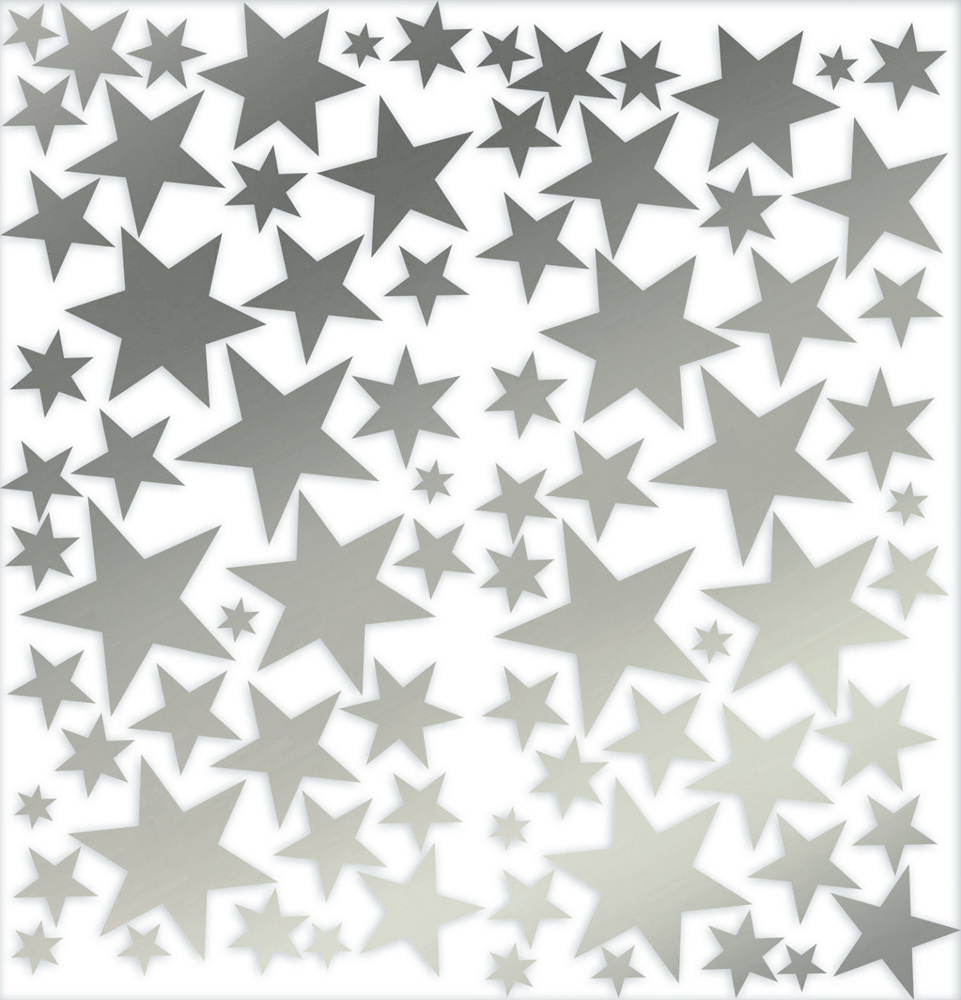 110 Sterne Sticker in matt silber