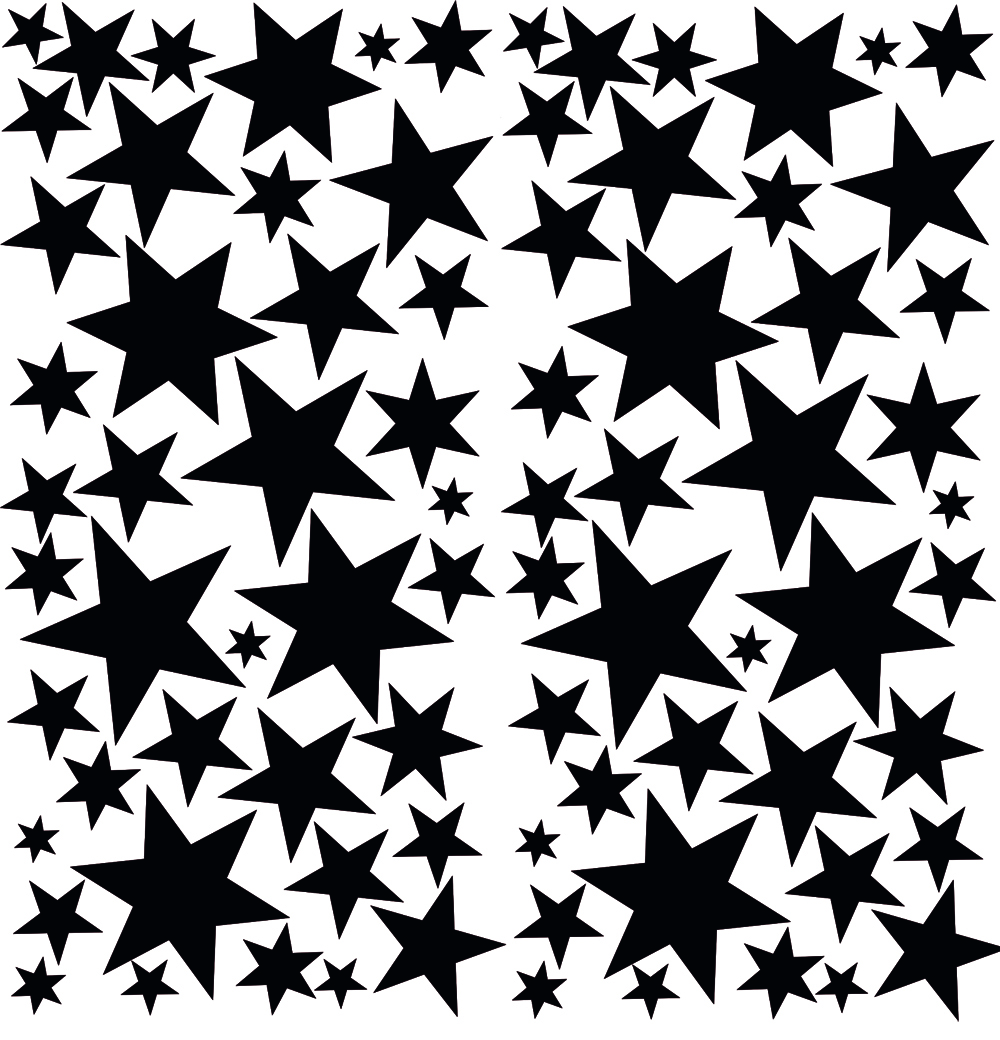 110 Sterne Sticker in schwarz