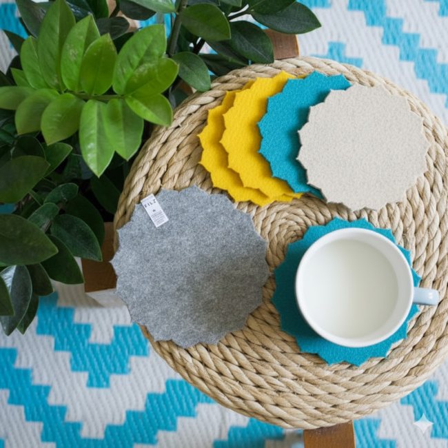 Sonnenblume / Blume / Spitze Filz Deckchen Untersetzer Tassenuntersetzer - Deckchen