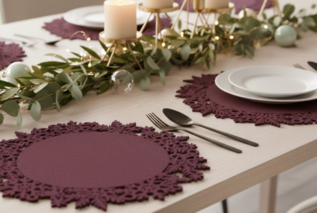 Schneeflocken Filz Deckchen Untersetzer Tassenuntersetzer - Filzuntersetzer 10 bis 45 cm - Eiskristalle