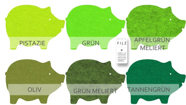 SCHWEIN FILZ Untersetzer / Deko - 50 Farben - Glücksschwein SCHWEIN FILZ Untersetzer / Deko - 50 Farben - Glücksschwein