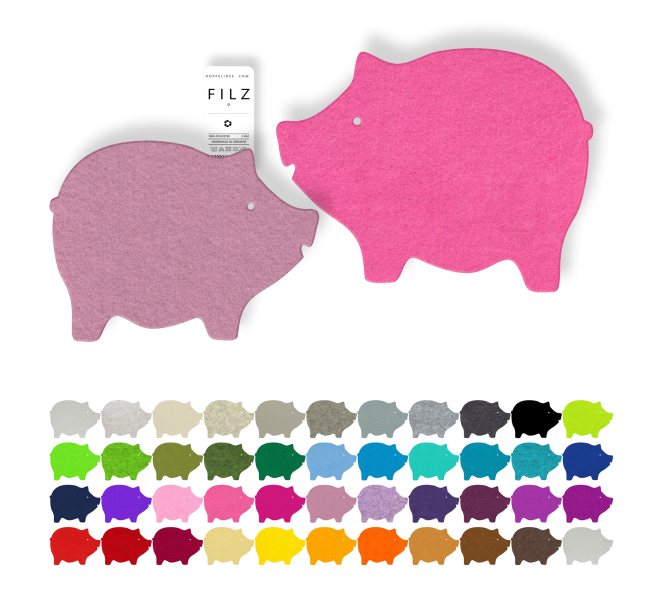 SCHWEIN FILZ Untersetzer / Deko - 50 Farben - Glücksschwein SCHWEIN FILZ Untersetzer / Deko - 50 Farben - Glücksschwein