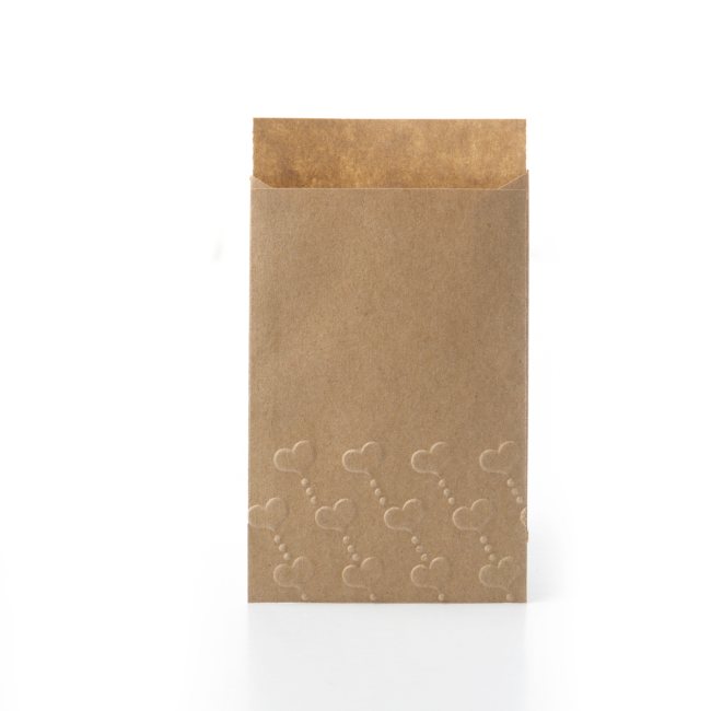 10 mini "Freudentränen" Kraftpapier Tütchen mit Herz Prägung - braun