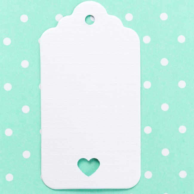 10 Geschenkanhänger aus Leinenpapier mit Herz - weiß