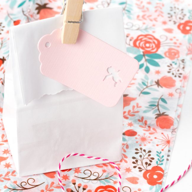 10 Geschenkanhänger aus Leinenpapier mit Engel - rosa