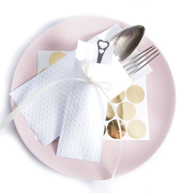 Bestecktaschen / Serviettentaschen - edel geprägt "Dots"
