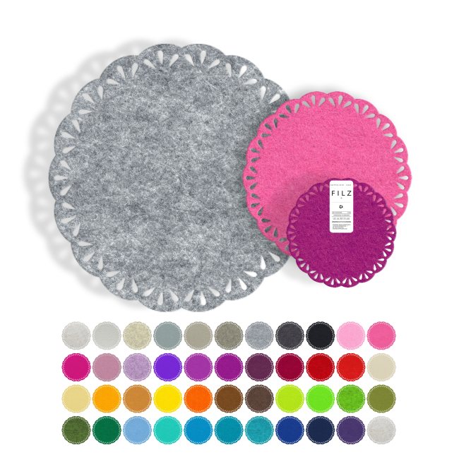Spitze Filz Deckchen "Roma" - Untersetzer Tassenuntersetzer -  Tortenspitze / Filzuntersetzer  10 bis 38 cm