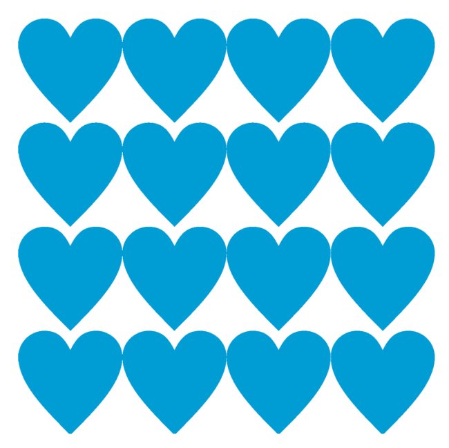 50 Herzen Aufkleber BLAU - 20 Größen