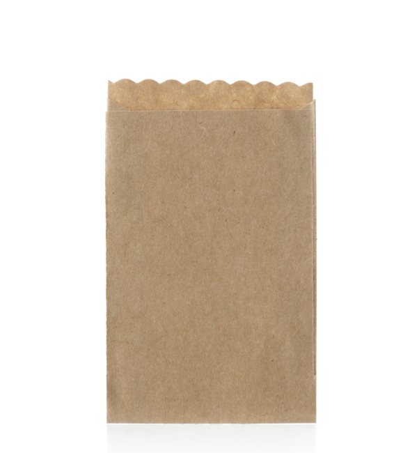 10 Kraftpapier Papiertüten mit SCALLOP Bordüre