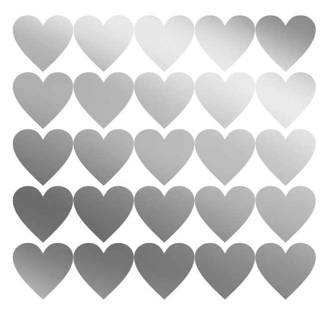 50 Herz Klebepunkte Silber Herzsticker - Aufkleber