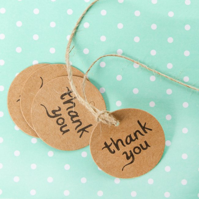 10 " THANK YOU " Etiketten / Geschenkanhänger aus Kraftpapier