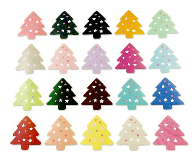 20 Mini Aufkleber / Bunte Tannenbaum Sticker in 20 Farben