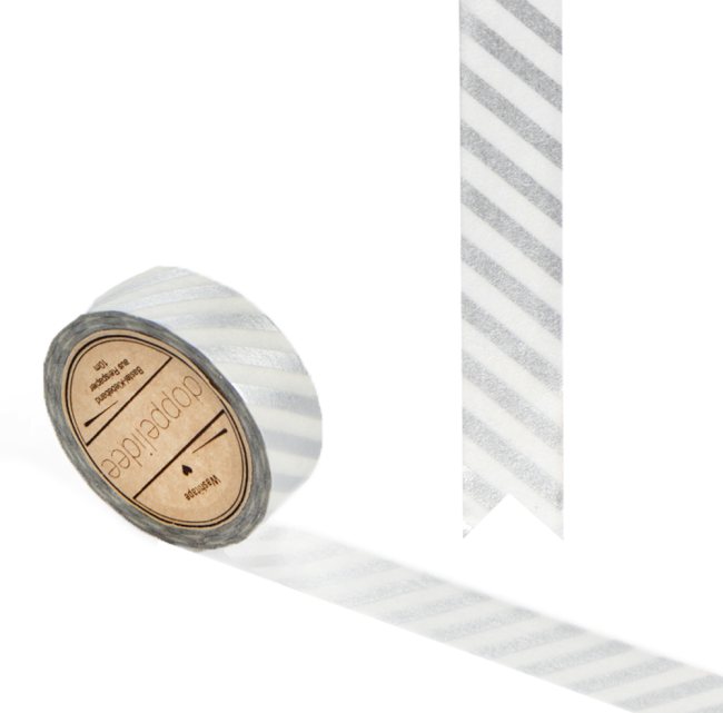 Washi Tape - Silber Streifen - 10m